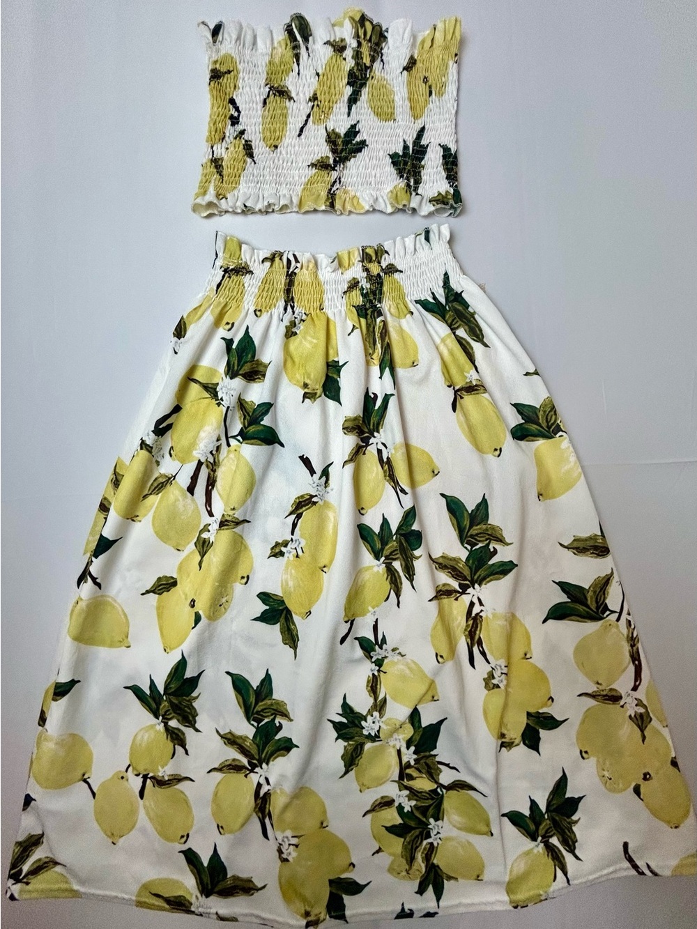 Women’s Lemon Print Two-Piece Dress Set Size S